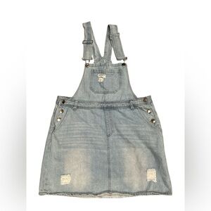 205 Collins Denim Distressed Overall Dress.  Size Medium